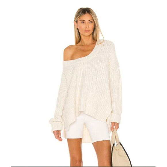 Free People Sweaters - Free People Blue Bell V Neck Sweater in Ivory Size Large